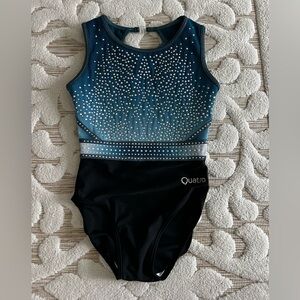 Quatro Blue and Black Gymnastics Leotard
